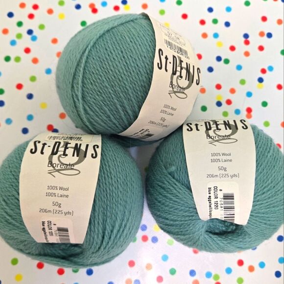 St. Denis Boreale Wool Yarn BLUE EGGSHELL 3 BALLS, 225 Yds Ea - Picture 1 of 12